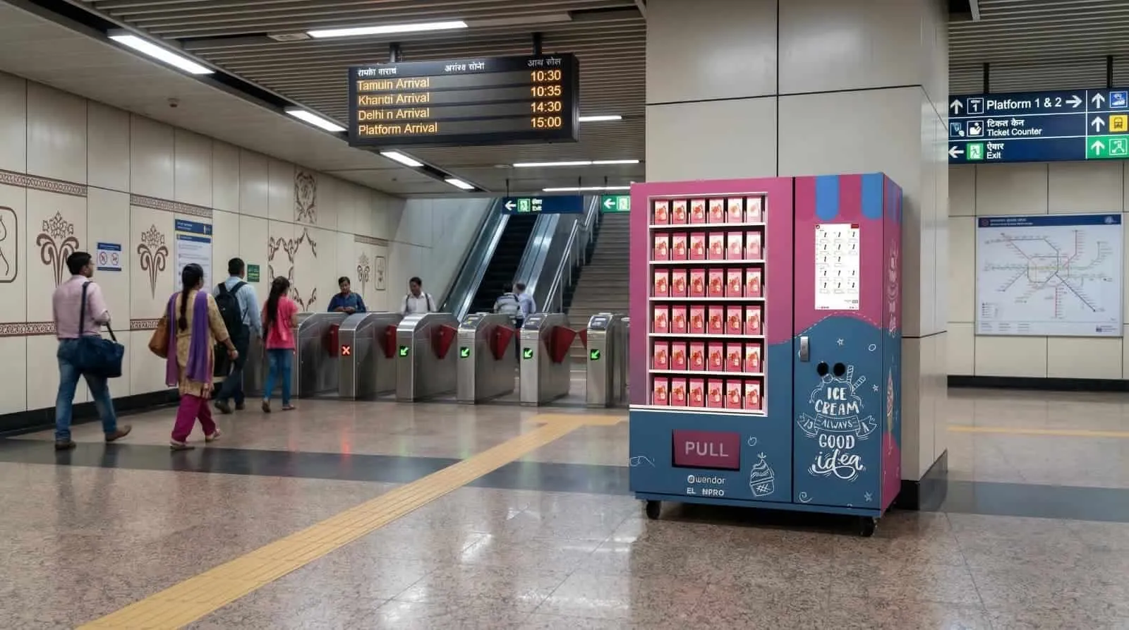Distributeur dans un pôle de transport