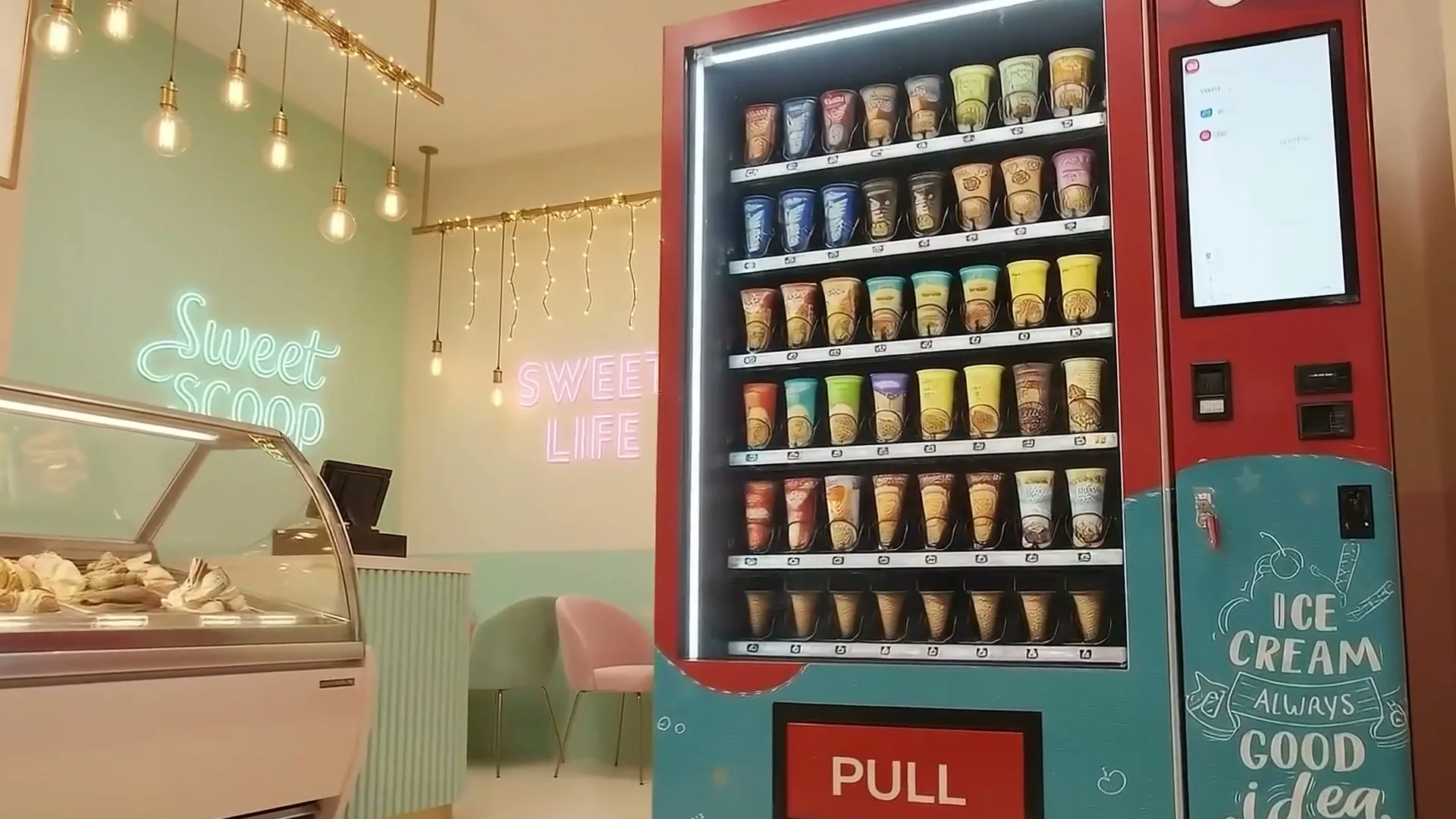 Frozen ice cream cones on Frozone shelves