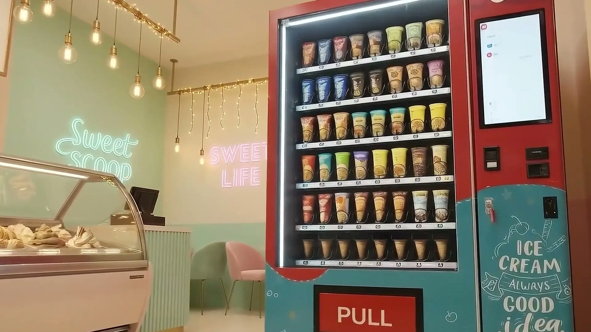 Frozen ice cream cones on Frozone shelves