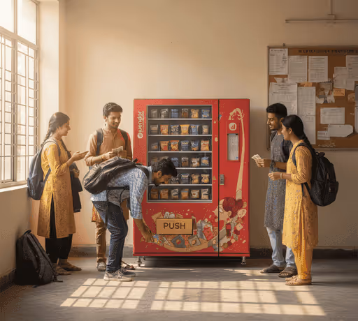 Students using a vending machine on campus