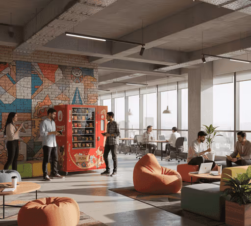 Office teams using an unattended vending machine